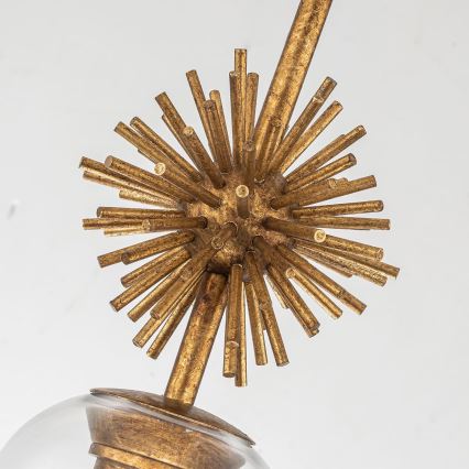 Quoizel - Pendellampe STARING 1xE27/40W/230V diameter 18,4 cm guldfarvet/patina/transparent