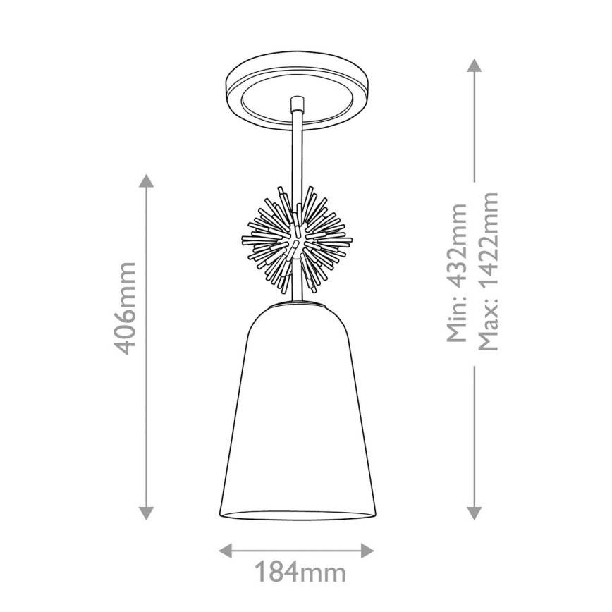 Quoizel - Pendellampe STARING 1xE27/40W/230V diameter 18,4 cm guldfarvet/patina/hvid