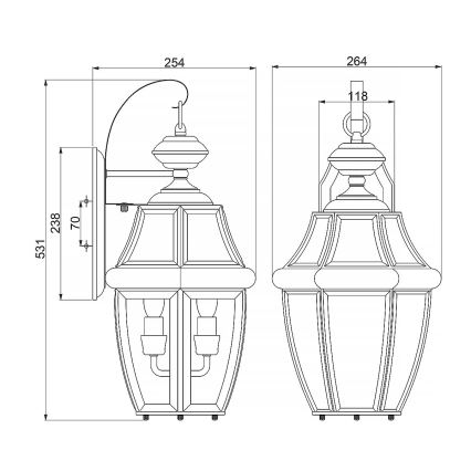 Quoizel - Udendørs væglampe NEWBURY 2xE14/60W/230V IP44