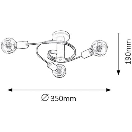 Rabalux - Fastmonteret lysekrone 3xE27/15W/230V antik sort