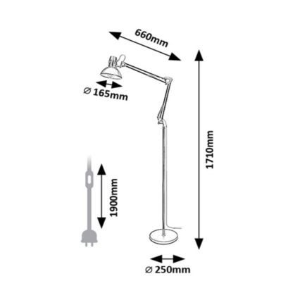 Rabalux - Gulvlampe 1xE27/40W/230V sort/skinnende krom