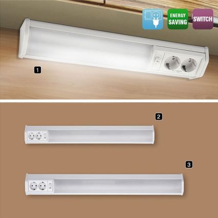Rabalux - LED underskabslampe med stikkontakter G13/15W/230V