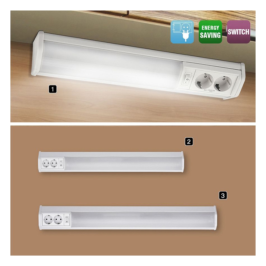 Rabalux - LED underskabslampe med stikkontakter G13/15W/230V