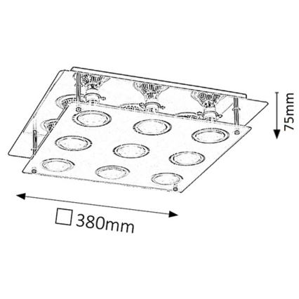 Rabalux - LED loftlampe NAOMI 9xGU10/5W 38x38 cm