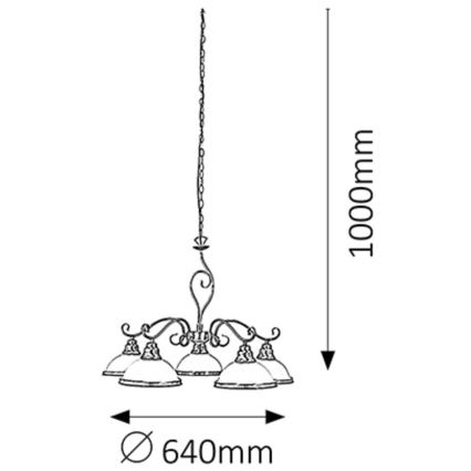 Rabalux 2755 - Lysekrone ELISETT 5xE27/60W/230V