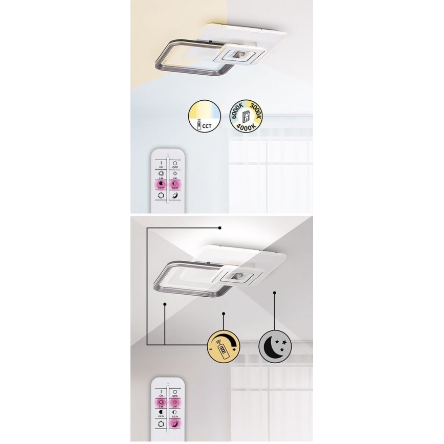 Rabalux - LED loftlampe dæmpbar LED/48W/230V 3000K/4000K/6000K + fjernbetjening