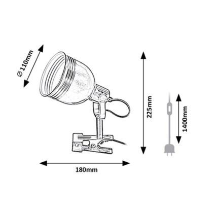 Rabalux - Spotlampe with a clip 1xE14/25W/230V sort