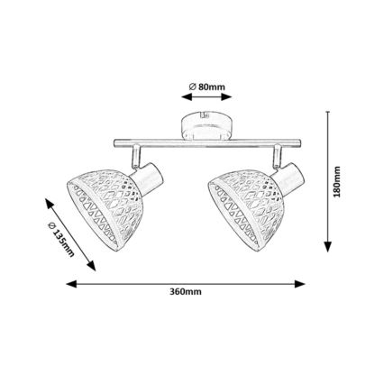 Rabalux - Spotlampe 2xE14/15W/230V rattan