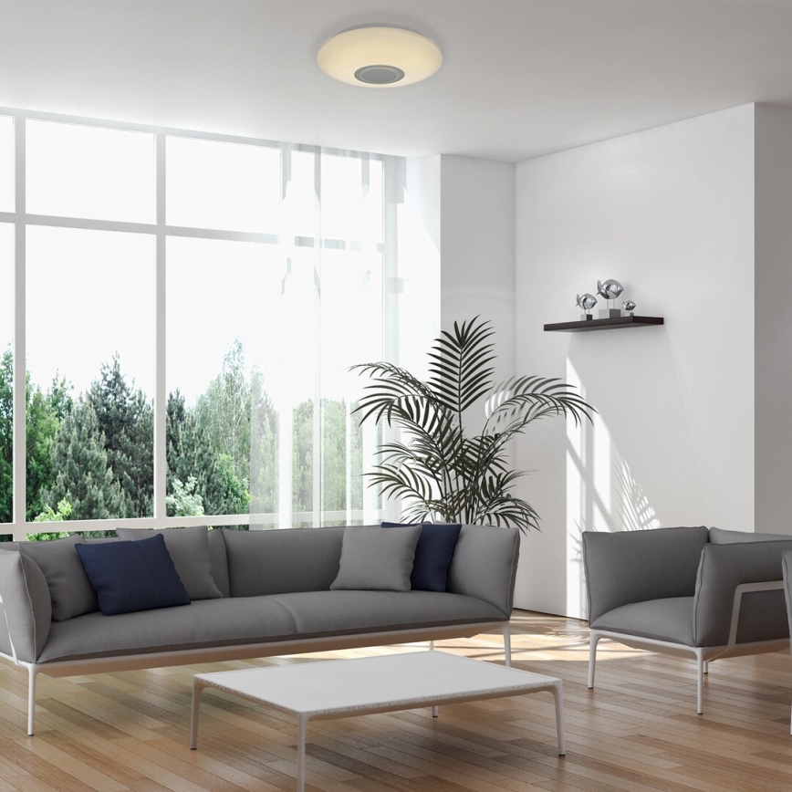 Rabalux - LED loftlampe m. RGB-farver og højtaler dæmpbar LED/24W/230V Wi-Fi Tuya + fjernbetjening