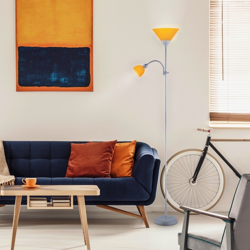 Rabalux - Gulvlampe 1xE27/100W+E14/25W grå/orange