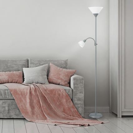 Rabalux - Gulvlampe 1xE27/100W+E14/25W grå/hvid