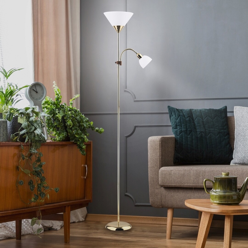 Rabalux - gulvlampe 1xE27/100W+E14/25W guldfarvet/hvid