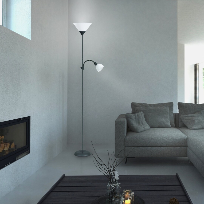 Rabalux - Gulvlampe 1xE27/100W+E14/25W sort/hvid