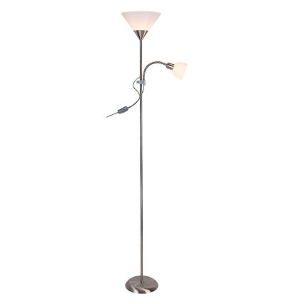 Rabalux - Gulvlampe ACTION 1xE27/100W/230V + 1xE14/25W mat krom/hvid