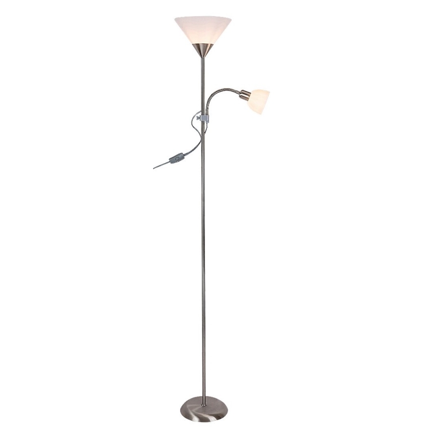 Rabalux - Gulvlampe ACTION 1xE27/100W/230V + 1xE14/25W mat krom/hvid
