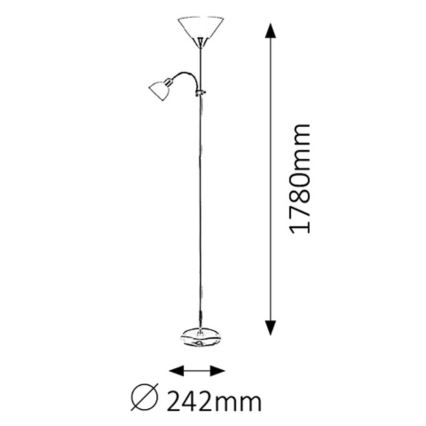 Rabalux - Gulvlampe ACTION 1xE27/100W/230V + 1xE14/25W mat krom/hvid
