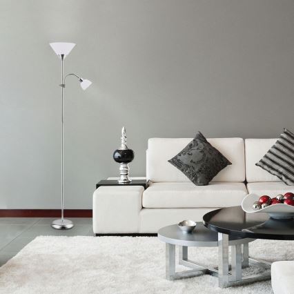 Rabalux - Gulvlampe 1xE27/100W+E14/25W mat krom/hvid