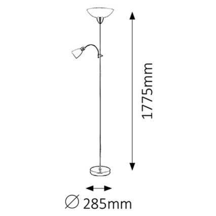 Rabalux - Gulvlampe 1xE27/60W+E14/40W