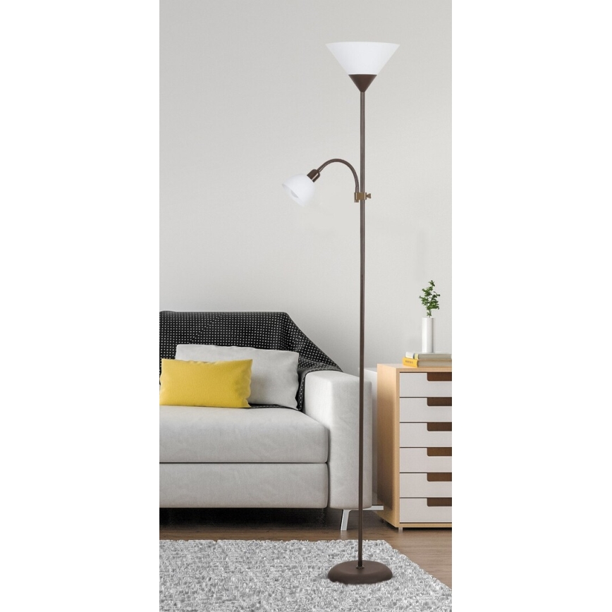 Rabalux - Gulvlampe 1xE27/100W+1xE14/25W/230V brun/hvid