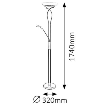 Rabalux - Gulvlampe 2xE27/15W+1xG9/40W/230V antik sort