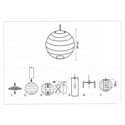 Rabalux 4898 - Lampeskærm til pendel RICE hvid E27 diameter 40 cm
