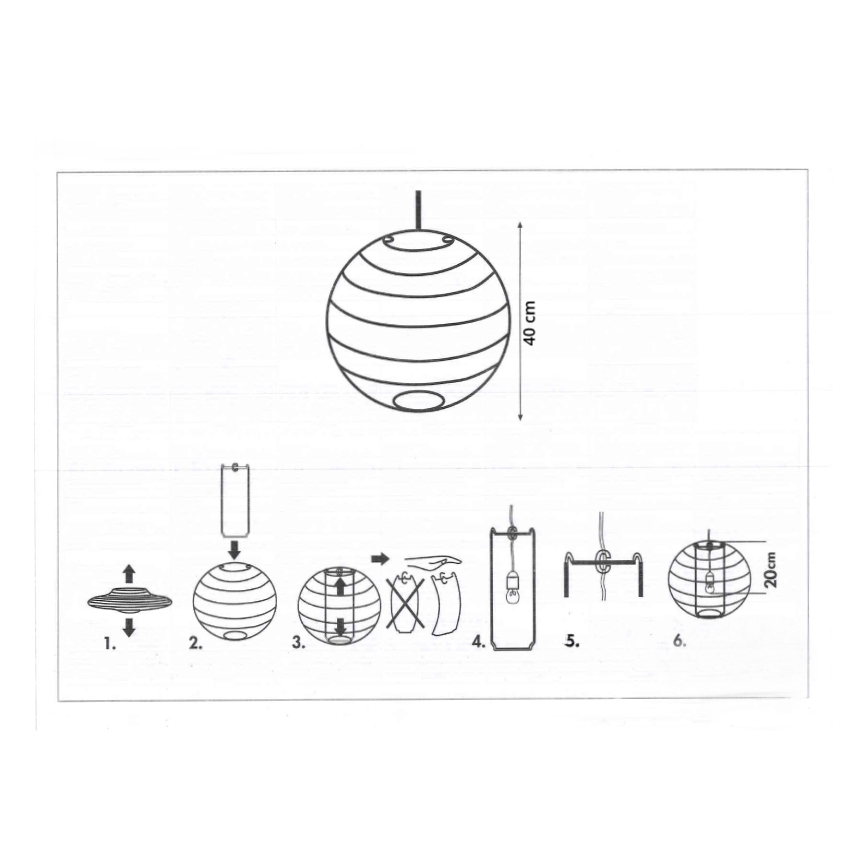 Rabalux 4898 - Lampeskærm til pendel RICE hvid E27 diameter 40 cm