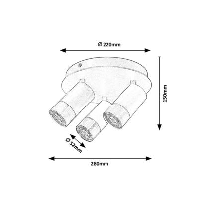 Rabalux - Spotlampe ZIRCON 3xGU10/5W/230V
