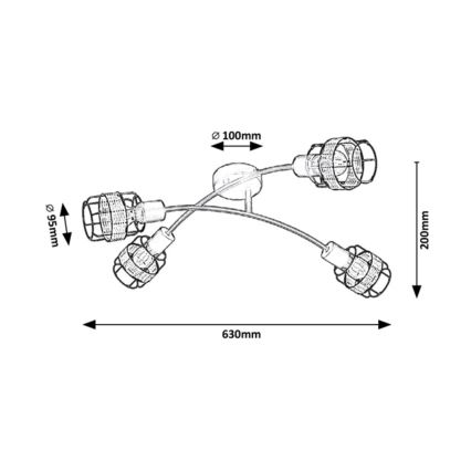 Rabalux - Loftlampe 4xE14/25W/230V