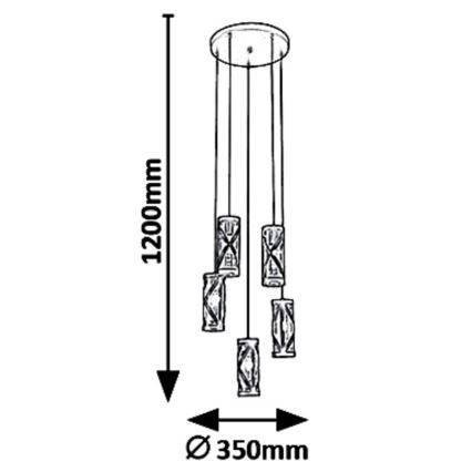 Rabalux 5340 - Lysekrone i en snor OBERON 5xE14/40W/230V