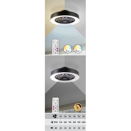 Rabalux - LED loftlampe med ventilator dæmpbar LED/35W/230V 3000-6000K + fjernbetjening