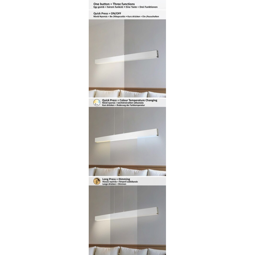 Rabalux - LED pendel dæmpbar LED/24W/230V 2700/4000/6500K 120 cm
