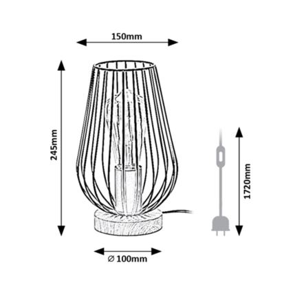 Rabalux - Bordlampe 1xE27/40W/230V sort