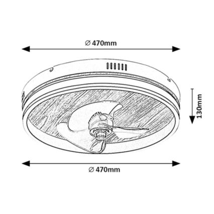 Rabalux - LED Loftlampe med ventilator dæmpbar LED/30W/230V 3000-6500K + fjernbetjening