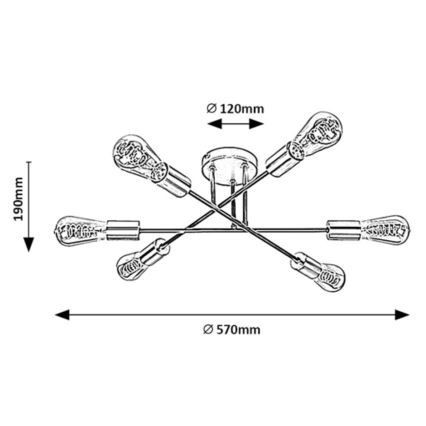 Rabalux - Loftlampe 6xE27/25W/230V