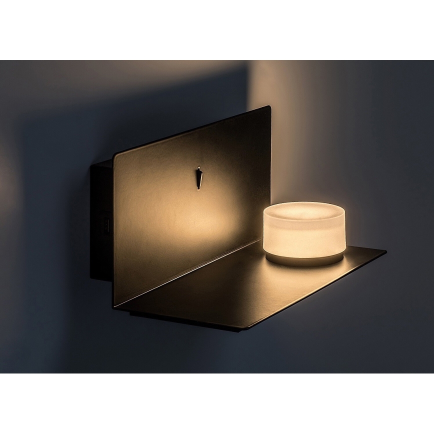 Rabalux - LED Væglampe med hylde og USB portem LED/6W/230V 3000K