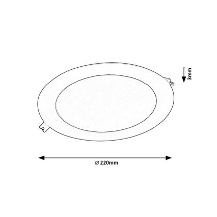 Rabalux - LED indbygningslampe LED/18W/230V diameter 22 cm sort