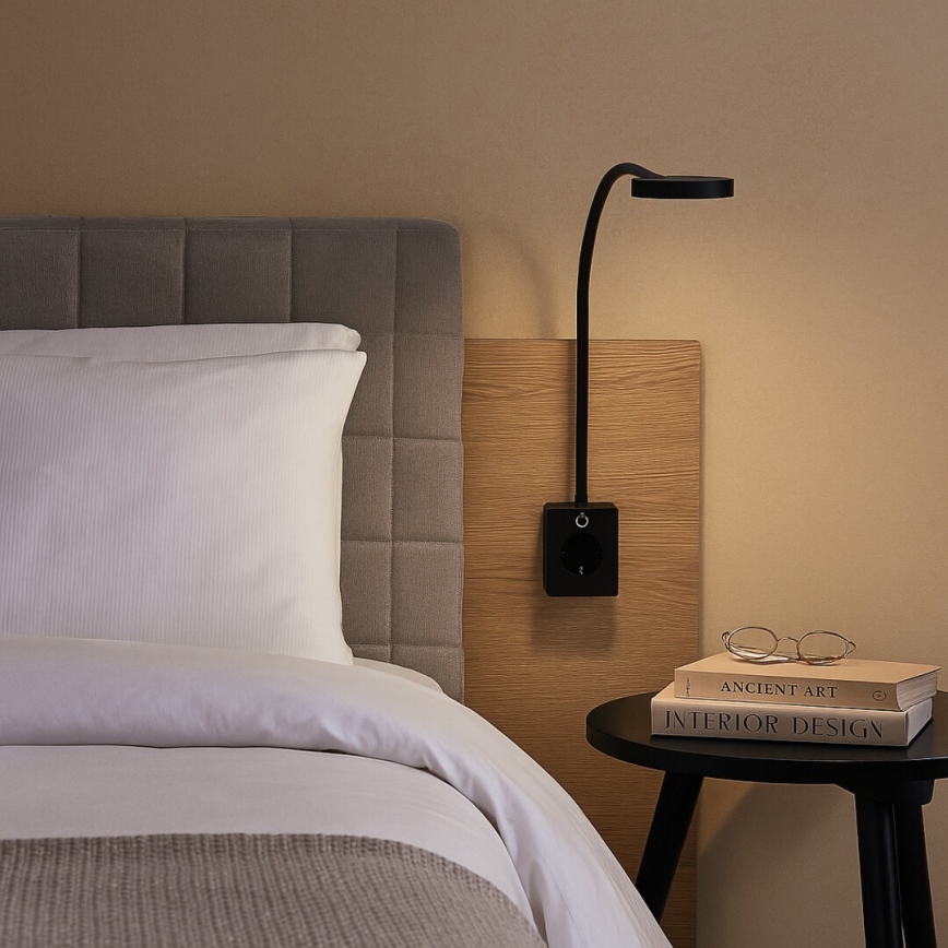 Rabalux - Dæmpbar LED-væglampe LED/4W/230V med USB-port til stikkontakt sort