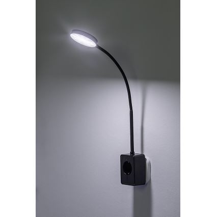 Rabalux - LED dæmpbar væglampe LED/4W/230V med USB-port til stikkontakt sort