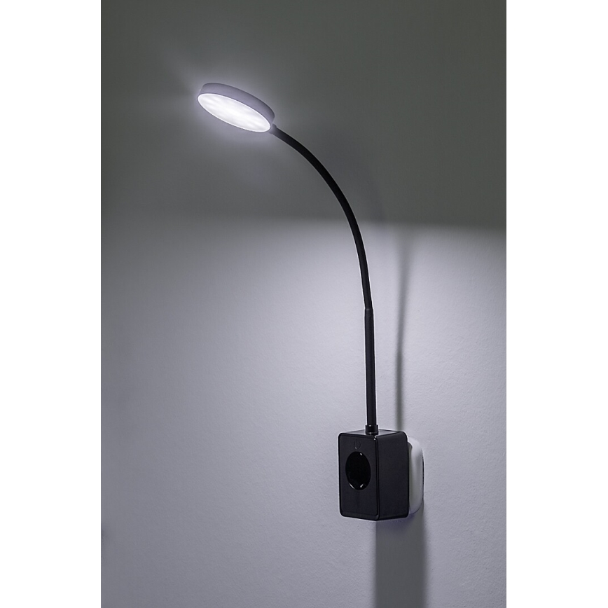 Rabalux - LED dæmpbar væglampe LED/4W/230V med USB-port til stikkontakt sort