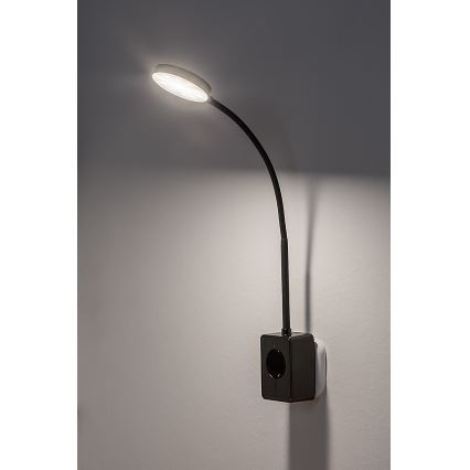 Rabalux - LED dæmpbar væglampe LED/4W/230V med USB-port til stikkontakt sort