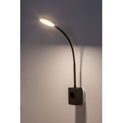 Rabalux - LED dæmpbar væglampe LED/4W/230V med USB-port til stikkontakt sort