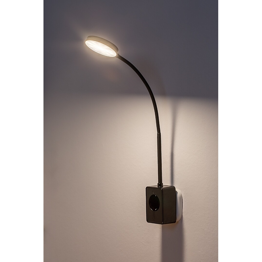 Rabalux - LED dæmpbar væglampe LED/4W/230V med USB-port til stikkontakt sort
