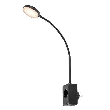 Rabalux - LED dæmpbar væglampe LED/4W/230V med USB-port til stikkontakt sort