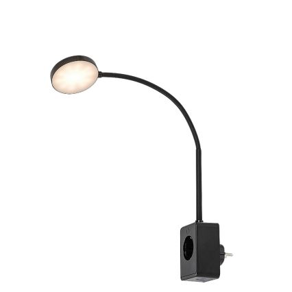 Rabalux - LED dæmpbar væglampe LED/4W/230V med USB-port til stikkontakt sort