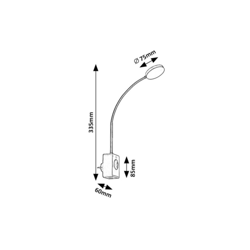 Rabalux - LED dæmpbar væglampe LED/4W/230V med USB-port til stikkontakt sort