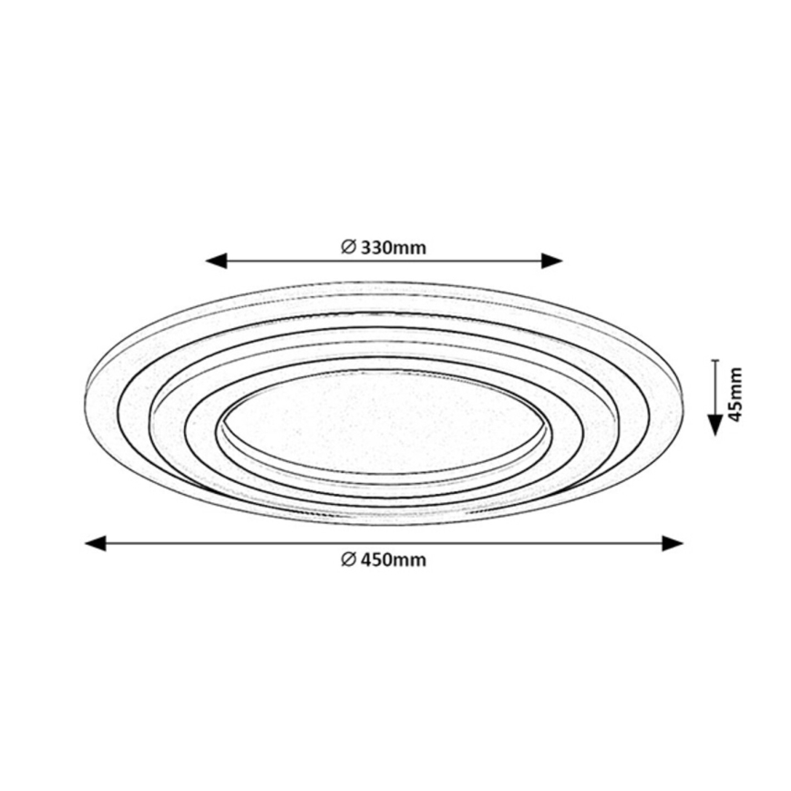Rabalux - LED-dæmpbar loftlampe LED/56W/230V 3000/4000/6000K mat krom/sort + fjernbetjening Ø 45 cm