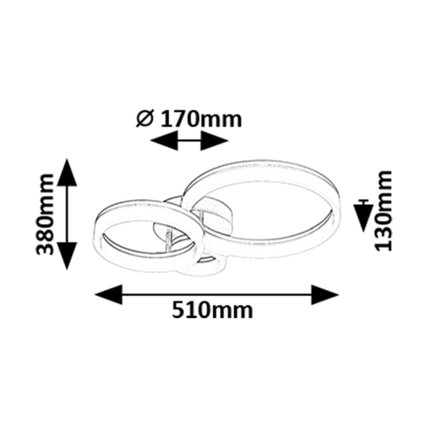 Rabalux - LED loftarmatur LED/24W/230V 3000/4000/6500K 38x51 cm mat krom