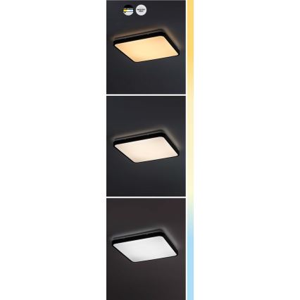 Rabalux - LED loftlampe til badeværelse LED/24W/230V 3000/4000/6000K IP44 29x29 cm sort