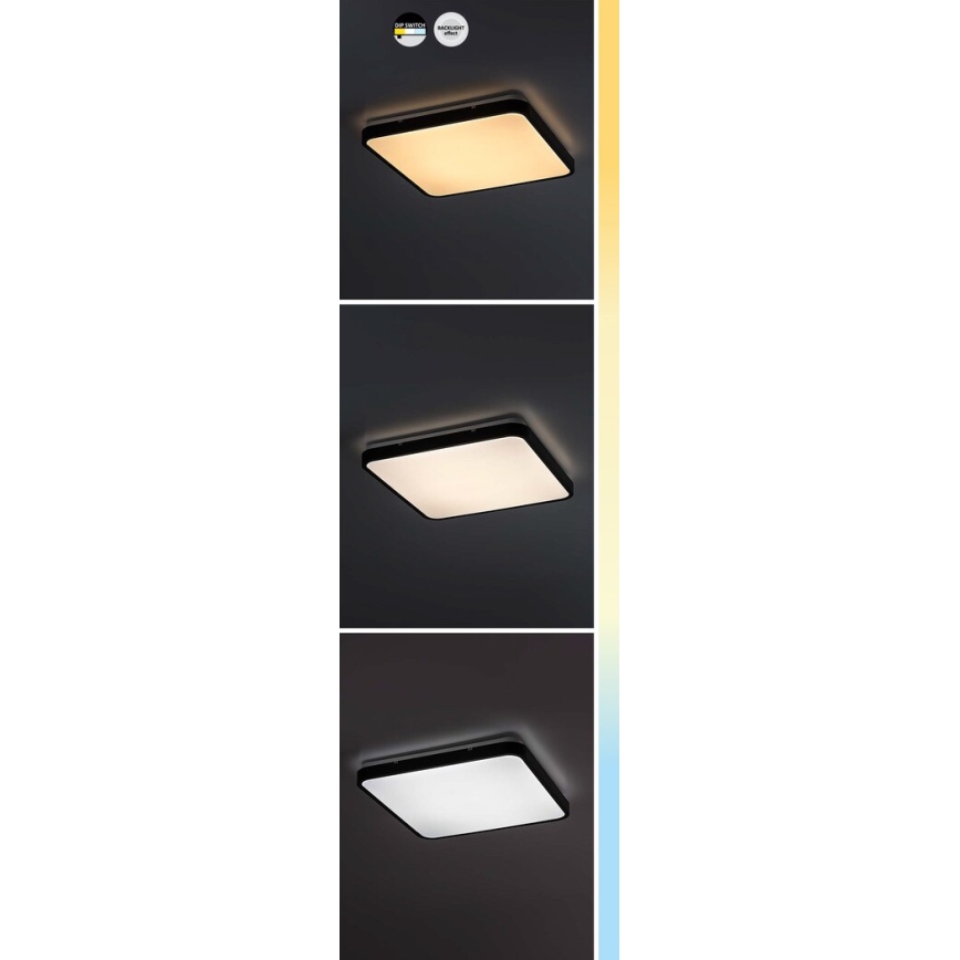 Rabalux - LED loftlampe til badeværelse LED/36W/230V 3000/4000/6000K IP44 42x42 cm sort