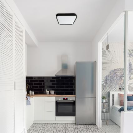 Rabalux - LED loftlampe til badeværelse dæmpbar LED/36W/230V 3000-6000K IP44 42x42 cm sort + fjernbetjening